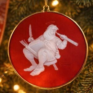Norman Rockwell Christmas Ornament 1986 Checking Up Santa Vintage 7th